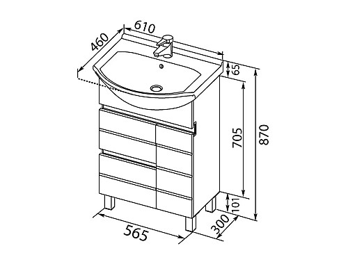 Купить Раковина Aquanet Shenxin 60 00170121 в магазине сантехники Santeh-Crystal.ru