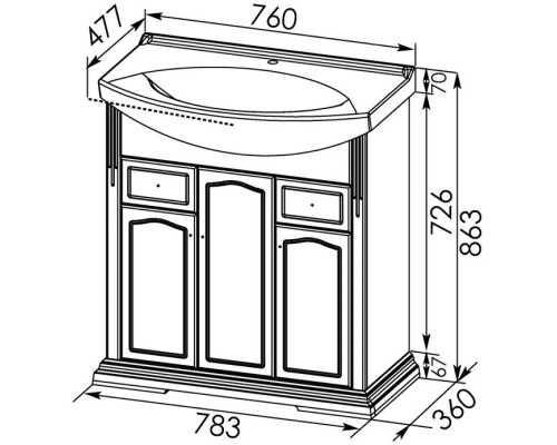 Заказать Раковина Aquanet Лагуна 75 в магазине сантехники Santeh-Crystal.ru