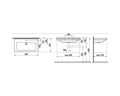 Купить Раковина Cubito 85x48 см Jika 8104260001041 в магазине сантехники Santeh-Crystal.ru