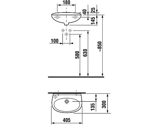 Купить Раковина 40,5x30 см Jika Lyra 8152710001059 в магазине сантехники Santeh-Crystal.ru