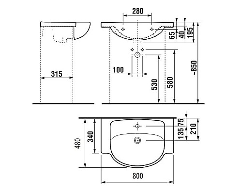 Заказать Раковина 80x48 Jika Lyra Plus 8133870001041 в магазине сантехники Santeh-Crystal.ru