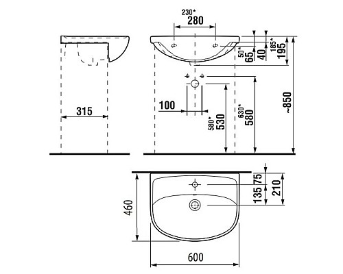 Заказать Раковина 60x46 см Jika Lyra Plus 8133830001041 в магазине сантехники Santeh-Crystal.ru