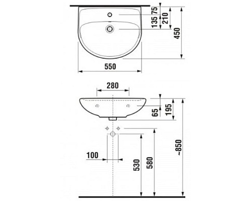 Купить Раковина 55x45 см Jika Lyra Plus 8143820001049 в магазине сантехники Santeh-Crystal.ru