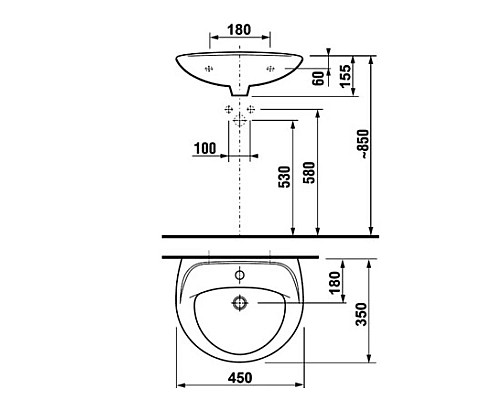 Купить Раковина 45x35 см Jika Lyra Euroline 8142730001045 в магазине сантехники Santeh-Crystal.ru