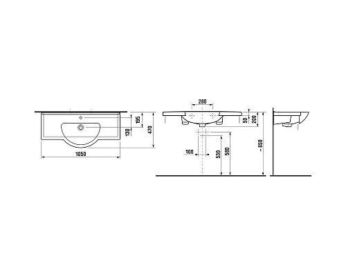 Купить Раковина 105x47 см Jika Mio 8147170001041 в магазине сантехники Santeh-Crystal.ru