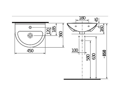 Купить Раковина 45x36 см Jika Mio 8157110001041 в магазине сантехники Santeh-Crystal.ru