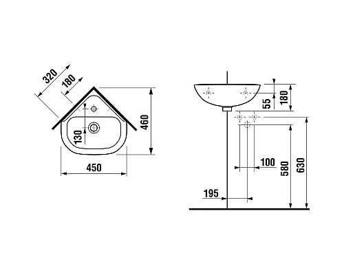 Приобрести Раковина 45x46 см Jika Olymp 8166120001041 в магазине сантехники Santeh-Crystal.ru