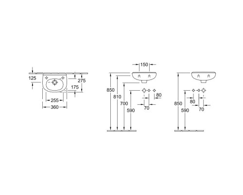Приобрести Раковина 36x27,5 см Villeroy & Boch O.Novo 53603601 в магазине сантехники Santeh-Crystal.ru
