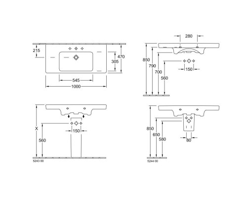 Купить Раковина 100x47 см Villeroy & Boch Subway 2.0 7175A001 в магазине сантехники Santeh-Crystal.ru