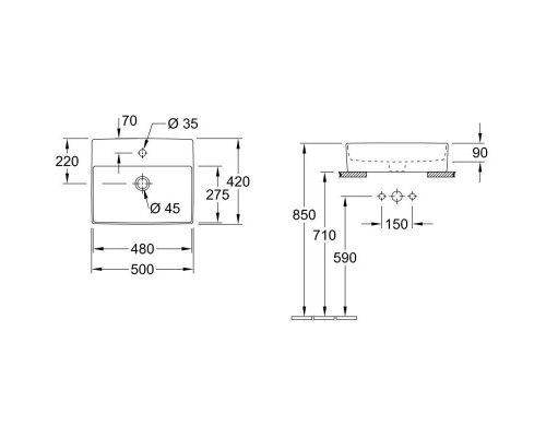 Купить Раковина 50x42 см Villeroy & Boch Memento 2.0 4A075101 в магазине сантехники Santeh-Crystal.ru
