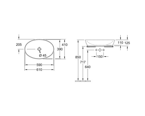 Купить Раковина-чаша 61x41 см Villeroy & Boch Artis 419861R1 в магазине сантехники Santeh-Crystal.ru