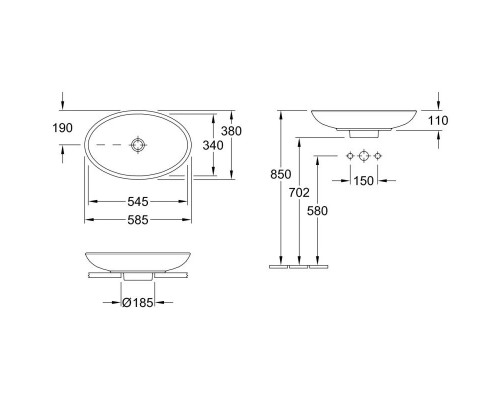 Приобрести Раковина-чаша 58,5x38 см Villeroy & Boch Loop & Friends 51510001 в магазине сантехники Santeh-Crystal.ru