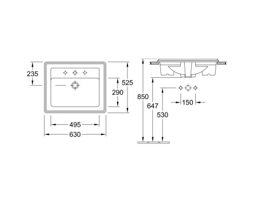 Заказать Раковина 63x52,5 см Villeroy & Boch Hommage 710263R1 в магазине сантехники Santeh-Crystal.ru