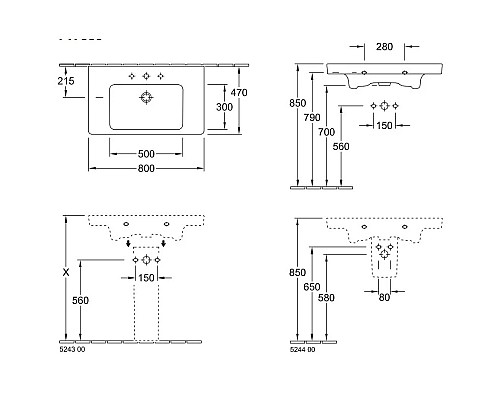 Заказать Раковина 80x47 см Villeroy & Boch Subway 2.0 71758001 в магазине сантехники Santeh-Crystal.ru