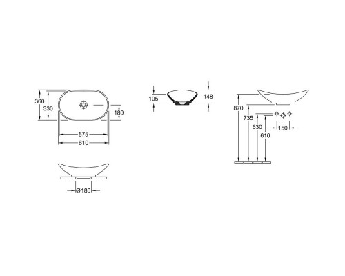 Заказать Раковина-чаша 61x36 см Villeroy & Boch My Nature 411060R1 в магазине сантехники Santeh-Crystal.ru