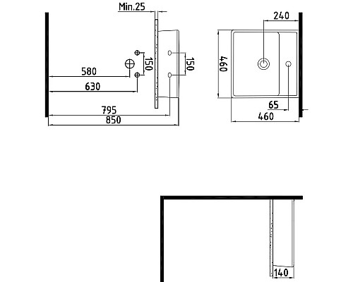 Приобрести Раковина 46х46 см Bien Infinitum INLG04601FD1W3000 в магазине сантехники Santeh-Crystal.ru