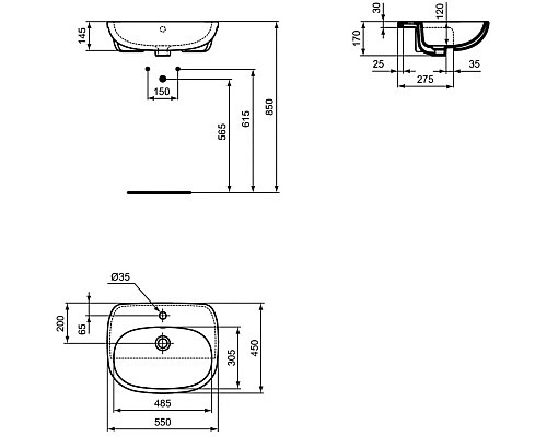 Заказать Раковина 55х45 см Ideal Standard Tesi T010001 в магазине сантехники Santeh-Crystal.ru