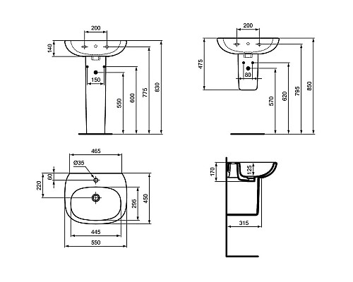 Купить Раковина 55х45 см Ideal Standard Tesi T351501 в магазине сантехники Santeh-Crystal.ru