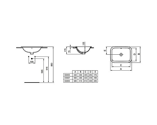 Купить Раковина 42х35 см Ideal Standard Connect E505501 в магазине сантехники Santeh-Crystal.ru