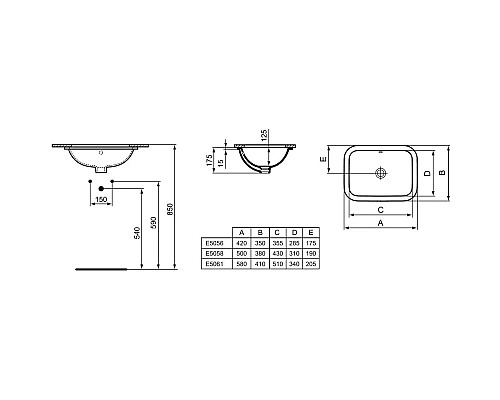 Заказать Раковина 50х38 см Ideal Standard Connect E505801 в магазине сантехники Santeh-Crystal.ru