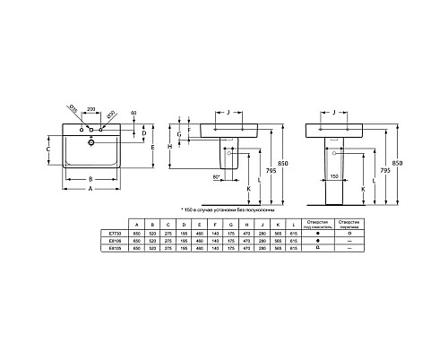 Купить Раковина 65х46 см Ideal Standard Connect Cube E773001 в магазине сантехники Santeh-Crystal.ru