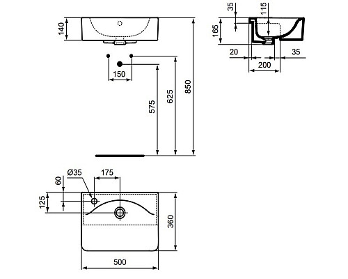 Заказать Раковина 50х36 см Ideal Standard Connect Cube E779401 в магазине сантехники Santeh-Crystal.ru