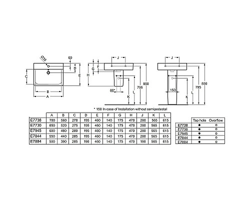 Купить Раковина 50х46 см Ideal Standard Connect Cube E788401 в магазине сантехники Santeh-Crystal.ru