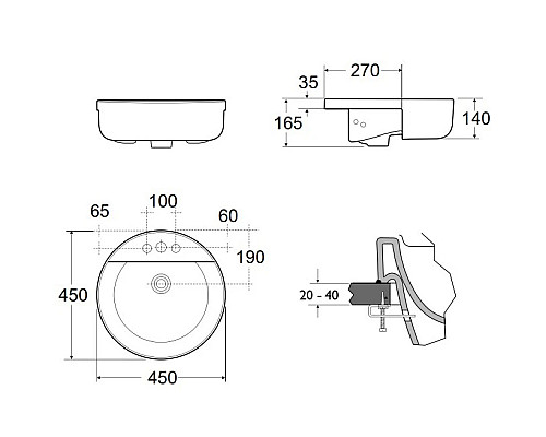 Купить Раковина 45х45 см Ideal Standard Connect Sphere E806501 в магазине сантехники Santeh-Crystal.ru