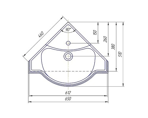 Купить Раковина 65х51 см Kirovit Классик Угловой в магазине сантехники Santeh-Crystal.ru