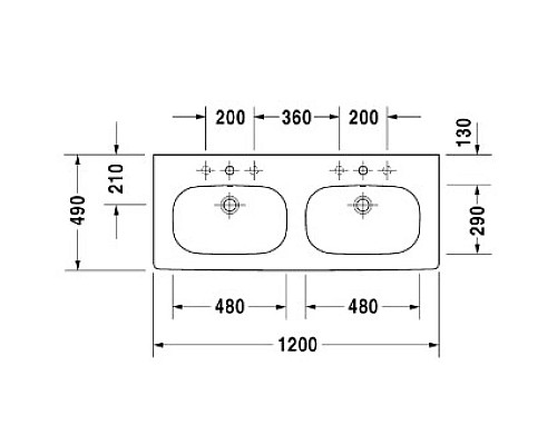 Приобрести Раковина 120х49 см Duravit D-Code 03481200002 в магазине сантехники Santeh-Crystal.ru