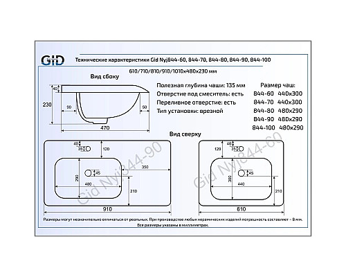 Заказать Раковина 81х47 см GID Simple N NYJ844-80 в магазине сантехники Santeh-Crystal.ru