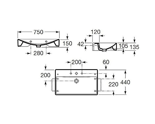 Купить Раковина 75х44 см Roca Diverta 327110000 в магазине сантехники Santeh-Crystal.ru