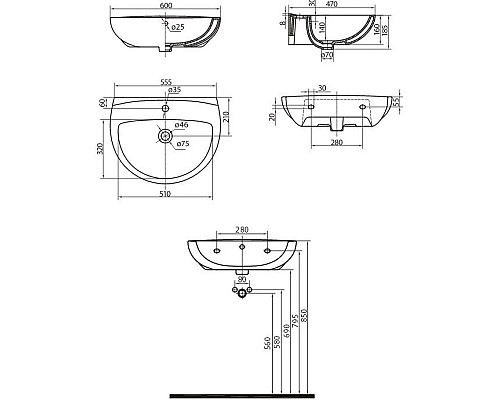 Купить Раковина 60х47 см Kolo Freja L71160000 в магазине сантехники Santeh-Crystal.ru