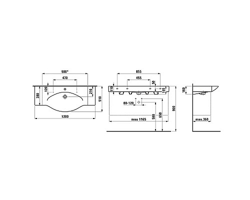 Купить Раковина 120x51 см Laufen Palace 8.1170.4.000.104.R в магазине сантехники Santeh-Crystal.ru