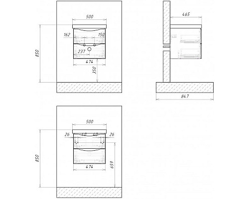 Заказать Раковина 50х46,5 см BelBagno Fly BB500-LV-CER-N в магазине сантехники Santeh-Crystal.ru