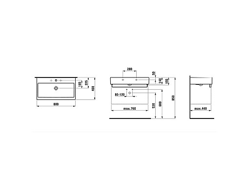 Заказать Раковина 80x46 см Laufen Living City 8.1743.6.000.104.1 в магазине сантехники Santeh-Crystal.ru