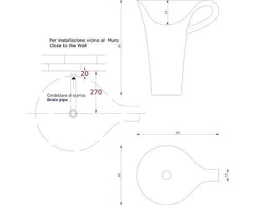 Купить Раковина напольная 69x50 см Artceram Cup OSL004 01 00 в магазине сантехники Santeh-Crystal.ru