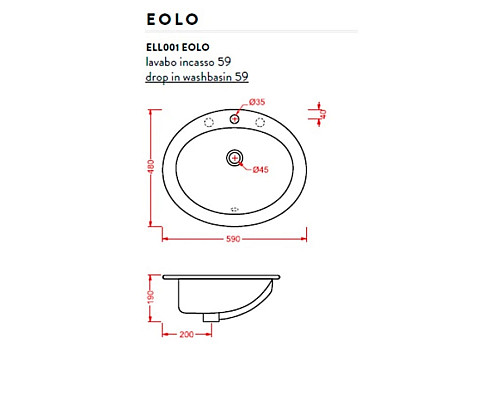 Заказать Раковина 59x48 см Artceram Eolo ELL001 01 00 в магазине сантехники Santeh-Crystal.ru
