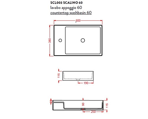 Приобрести Раковина 60x38 см Artceram Scalino SCL003 05 00 в магазине сантехники Santeh-Crystal.ru