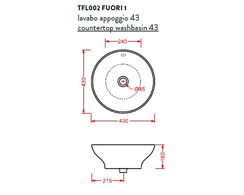 Приобрести Раковина 43x43 см Artceram Fuori 1 TFL002 01 00 bix0 в магазине сантехники Santeh-Crystal.ru