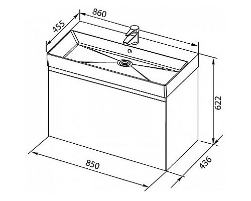 Приобрести Раковина Aquanet Sanovit 85 Slim Synergy 17085 в магазине сантехники Santeh-Crystal.ru