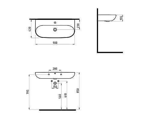 Купить Раковина 90х42 см Bien Vokha MDLS09001FD1B7000 в магазине сантехники Santeh-Crystal.ru