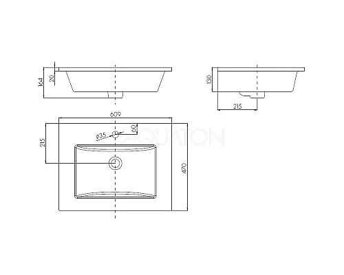 Купить Раковина 60,9х47 см Акватон Quadro 1AX170WBXX000 в магазине сантехники Santeh-Crystal.ru