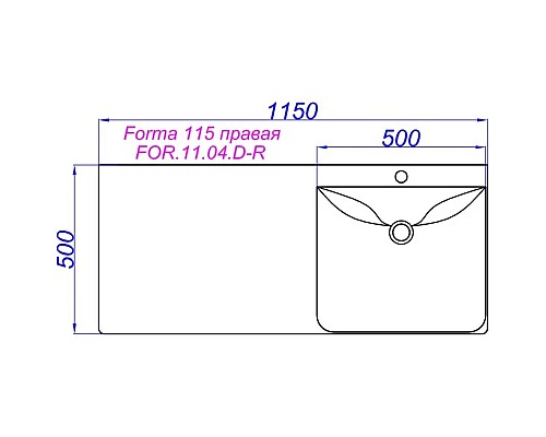 Купить Раковина над стиральной машиной 115х50 см Aqwella Forma FOR.11.04.D-R в магазине сантехники Santeh-Crystal.ru