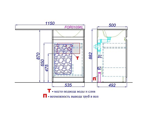 Купить Раковина над стиральной машиной 115х50 см Aqwella Forma FOR.11.04.D-R в магазине сантехники Santeh-Crystal.ru