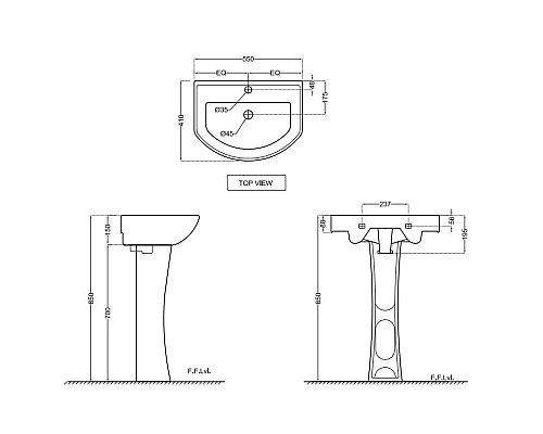 Купить Раковина 55х41 см Jaquar Continental CNS-WHT-801 в магазине сантехники Santeh-Crystal.ru