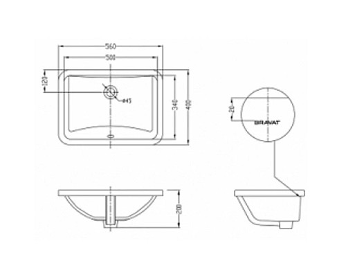 Купить Раковина 56х40 см Bravat C22131W-A-ENG в магазине сантехники Santeh-Crystal.ru