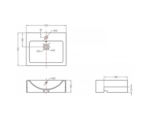 Купить Раковина 50,5х41,5 см Bravat C2295W-1-ENG в магазине сантехники Santeh-Crystal.ru