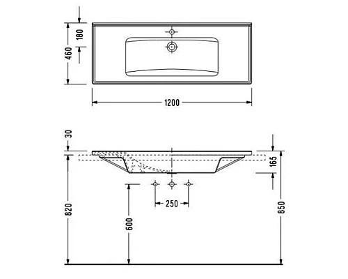 Купить Раковина 120х46 см Serel 3039 в магазине сантехники Santeh-Crystal.ru