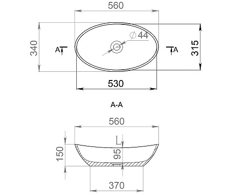 Купить Раковина 56x34 см Salini S-Stone Noemi 1101203SM в магазине сантехники Santeh-Crystal.ru